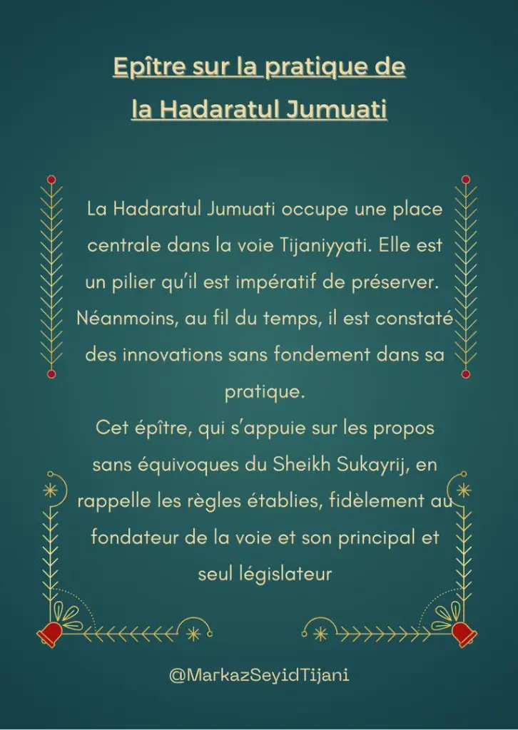 Epître sur la Pratique de la Hadaratul Jumuati